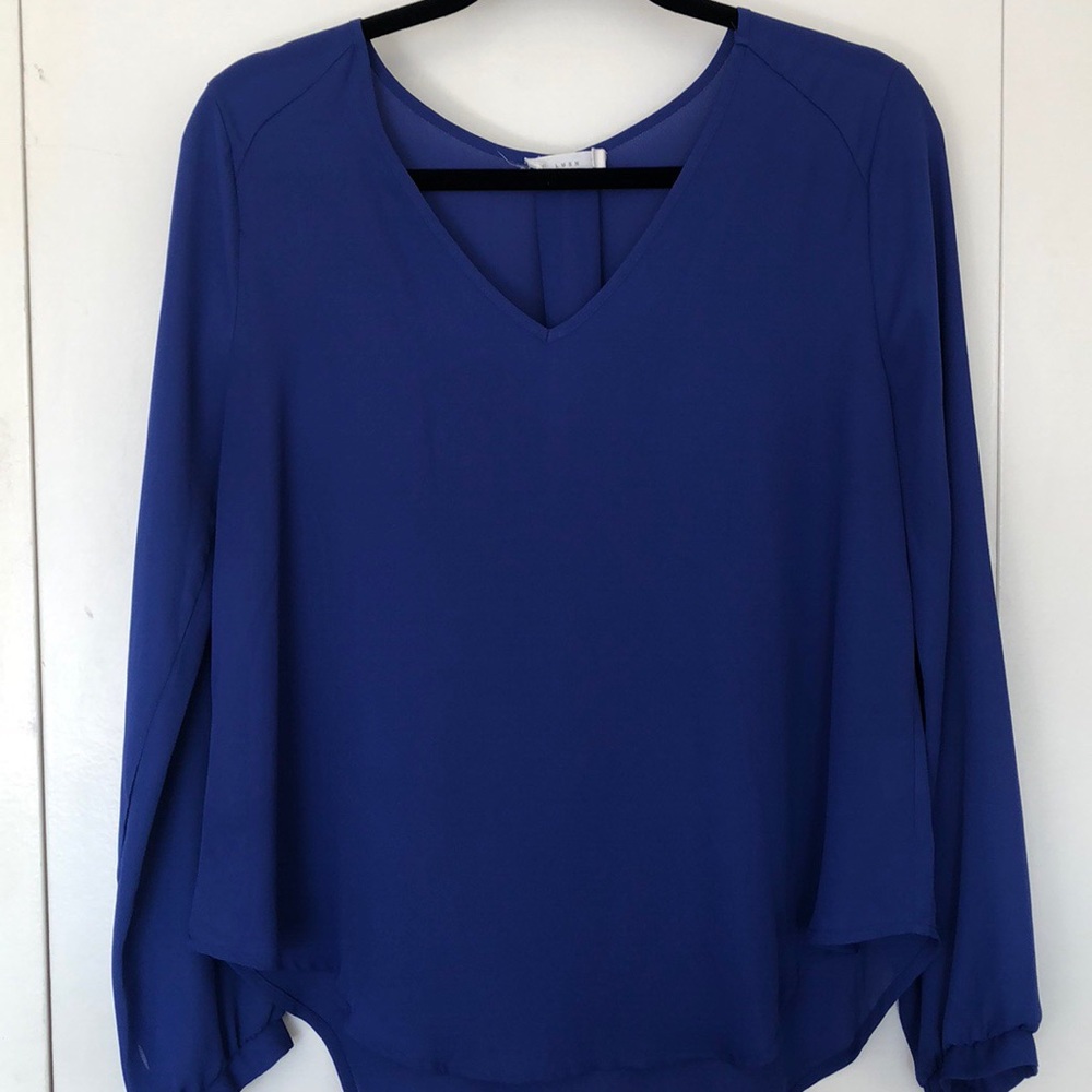 Lush - long sleeve blue blouse, size medium